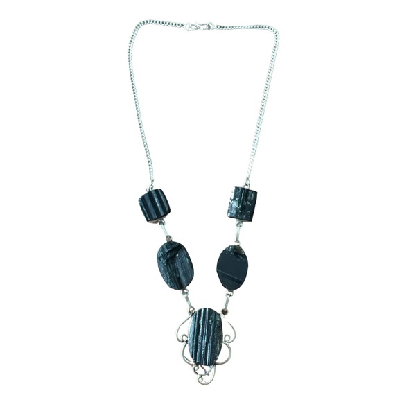 Black Tourmaline Sterling Silver Handmade Necklace - Picture 2 of 4